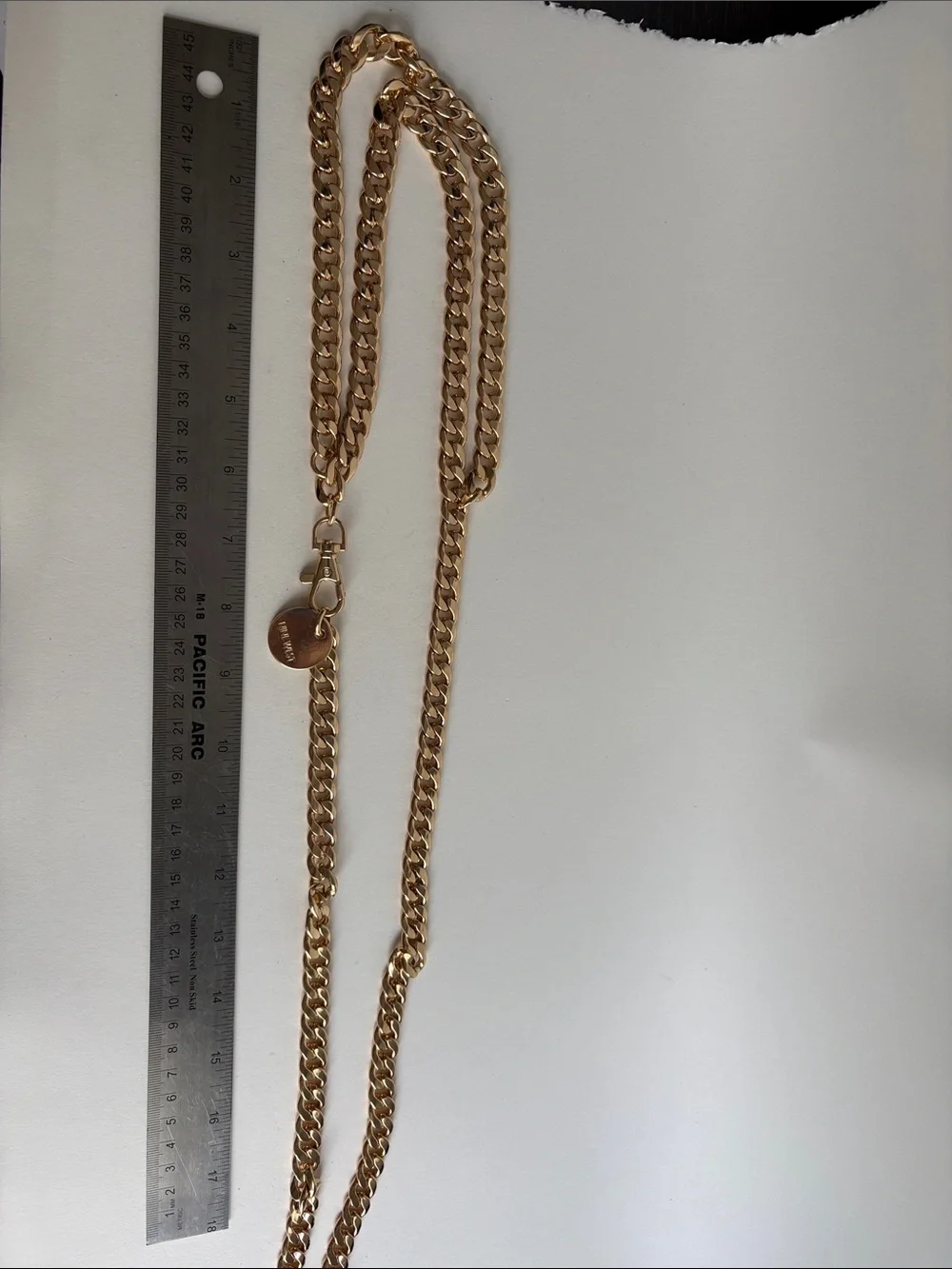 Nine West Gold Tone Chain Belt with Disc Pendant